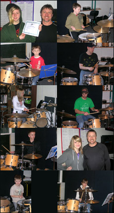 Photos of Ron Briggs drum lesson students
